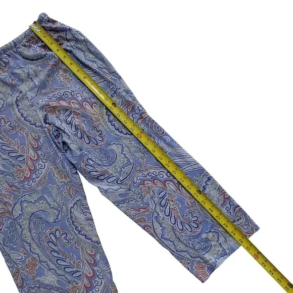 Lauren Ralph Lauren Women's small Blue Paisley Pajama Set Button Top Capri Pant - Picture 9 of 11